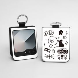 [S2B] KAKAO FRIENDS CHOONSIK Magnetic Door Bumper Wallet Card Case Compatible with Galaxy Z Flip 5 – Dual-Layer Protection, Card Storage (2), Smart Ring - Made in Korea